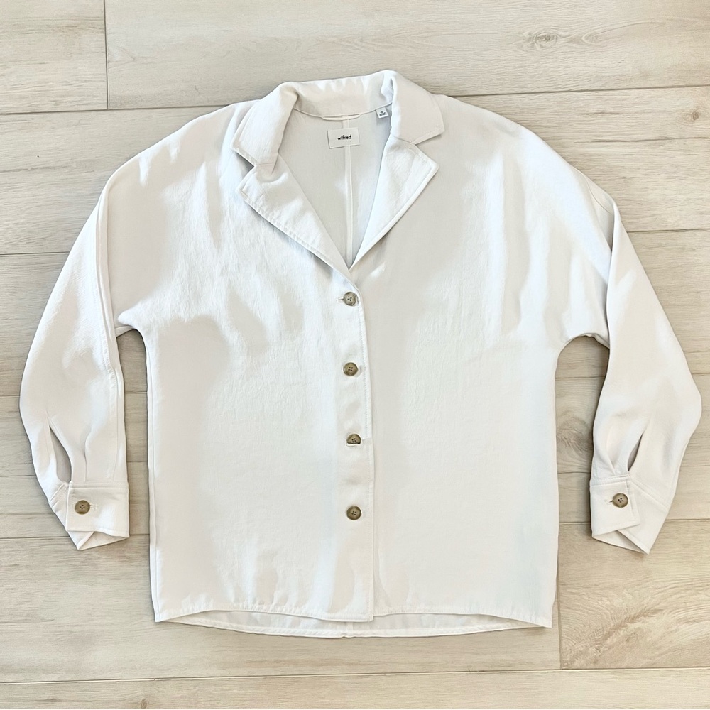 Aritzia Wilfred Free Form Shirt Cardigan in White Size XS - Picture 2 of 5